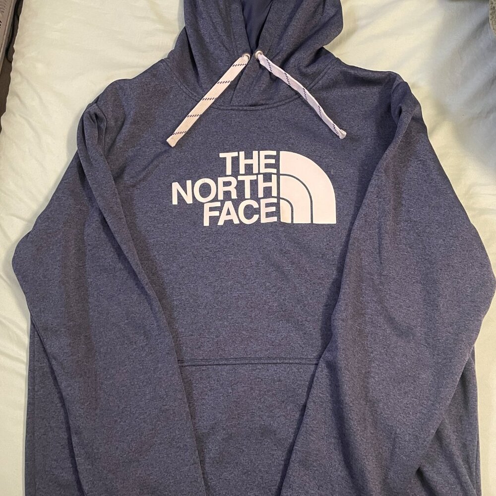 North Face Blue Hoodie Fleece Sweatshirt Size Large